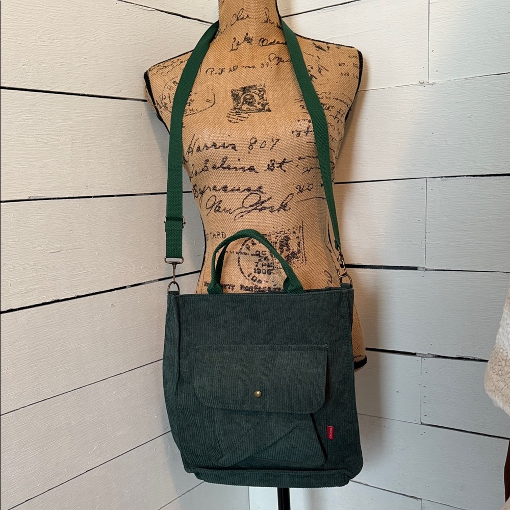 Green corduroy bag.